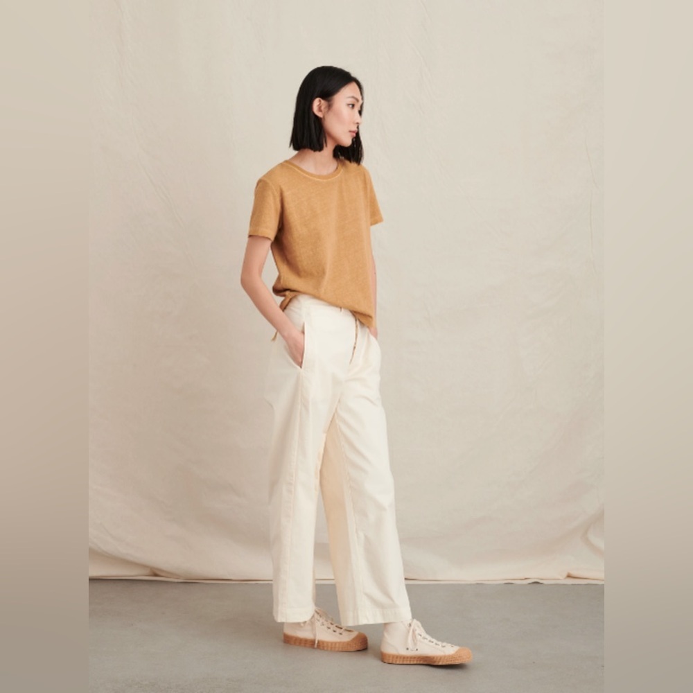 Alex Mill Kelly Wide Leg High Waist Pant Chino in Oatmilk - Picture 10 of 12